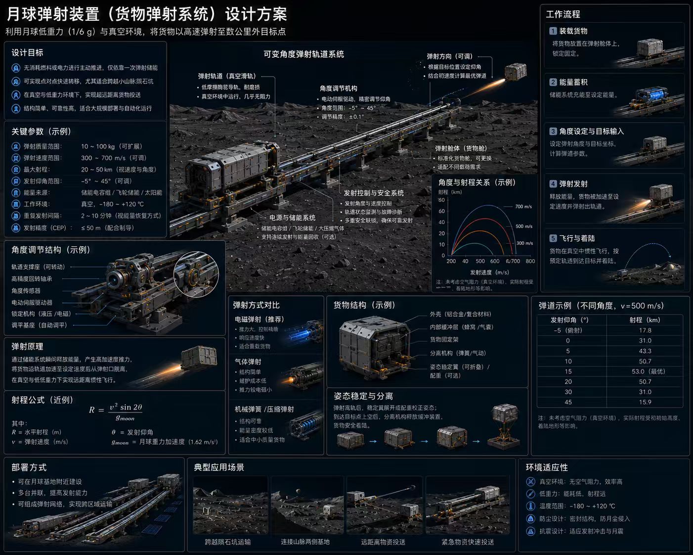 月面货物电磁弹射系统